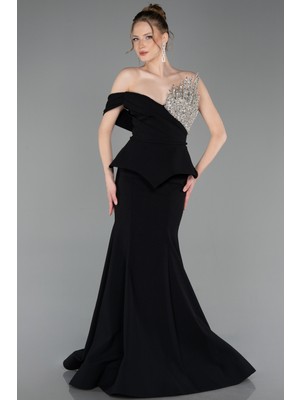 Abiyefon Taş Işlemeli Peplum Kesim Uzun Balık Abiye ABU6153