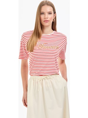 Pierre Cardin Kadın Kırmızı Comfort Fit Tişört 50319855-VR030