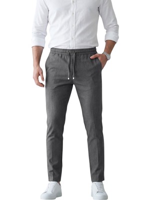 Deepsea Antrasit Slim Fit Beli Lastikli Ipli Likralı Soft Touch Erkek Spor Pantolon 2601746