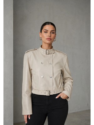 Velmora Leather Hakiki Deri Kadın Ceketi