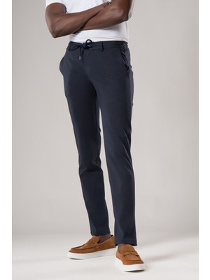 Ecer Slimfit Beli Lastikli ve Iplikli Dokulu Likralı Yazlık Jogger Pantolon