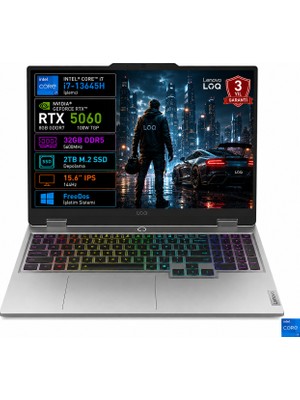 Lenovo Loq 15IRX10 83JE01BETR-03 I7-13645HX 32GB 2tb SSD RTX5060 8gb Tgp 100W 15.6" IPS 144Hz Freedos Taşınabilir Bilgisayar