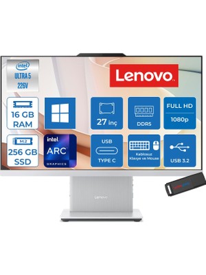 Lenovo Ideacentre Aıo 24ILL11 Intel Core Ultra 5 226V Up 4.5ghz 16GB Ddr5 256GB SSD Arc™ Graphics 130V 23.8" Fhd IPS 100Hz Anti-Glare, 99% Srgb WIN11HOME Alınone Bilgisayar F0JY0019TRH01+ZETTAUSBBELLEK