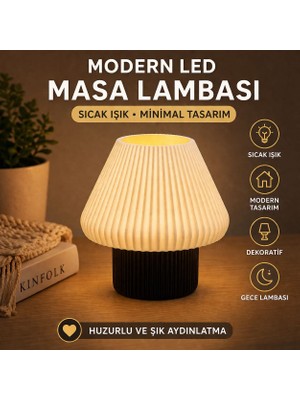 Linia Home Modern LED Masa Lambası – Dekoratif Gece Lambası | Sıcak Işık Minimal Abajur