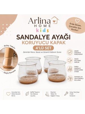 Arlina Home Kids Masa Sandalye Ayak Koruyucu Silikon 4 Lü Şeffaf
