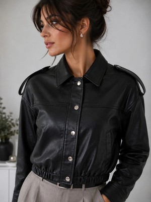Velmora Leather Hakiki Deriden Kadın Ceket