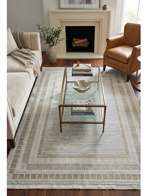 Agah KF406 Cream Vızon Bordürlü - Sultan Halı