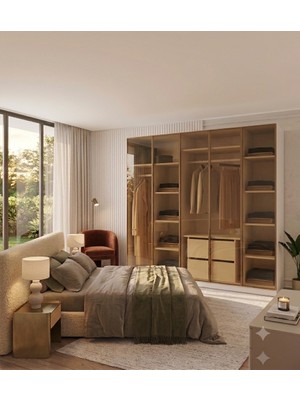 dolapmodellericom Bronz Camlı 5 Kapılı Gardırop Gövde Tamamı Mdf