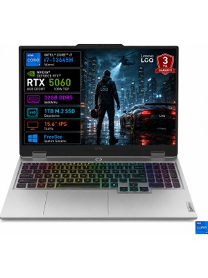 Lenovo Loq 15IRX10 83JE01BETR-02 I7-13645HX 32GB 1tb SSD RTX5060 8gb Tgp 100W 15.6" IPS 144Hz Freedos Taşınabilir Bilgisayar
