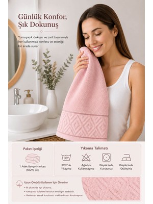 Elif Mira El Yüz Havlusu 50X90 cm %100 Pamuk Kısmi Kadife Jakar Nova Collection