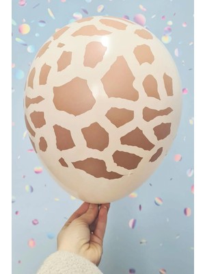 Gold Center Zürafa Desen Baskılı Balonlar 12" Inç Balon Safari Zürafa Temalı Balonlar 10 Adet
