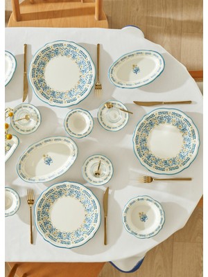 Bella Maison Liana Stoneware 52 Parça 12 Kişilik Kahvaltı Takımı Mavi