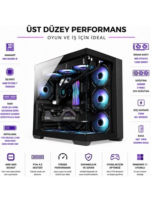 Apphirex Prestige X78 Ryzen 7 7800X3D / Msı B650M-B / Msi RTX5070 12GB / 32GB Ddr5 6000MHZ / 1tb M.2 SSD / 360MM Sıvı Soğutma Masaüstü Oyuncu Bilgisayarı