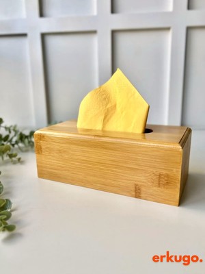 Empressco Şık Bambu Peçetelik, 23 cm Masaüstü Peçete Kutusu, Doğal ve Sağlıklı Tasarım