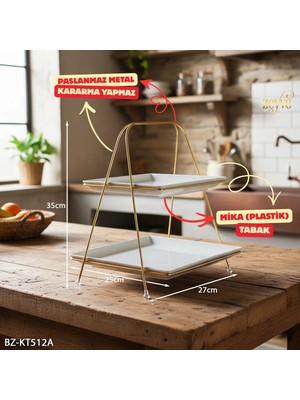 Empressco Iki Katlı Mika Sunumluk Kurabiyelik 35X25X20CM, Şık ve Pratik Tasarım