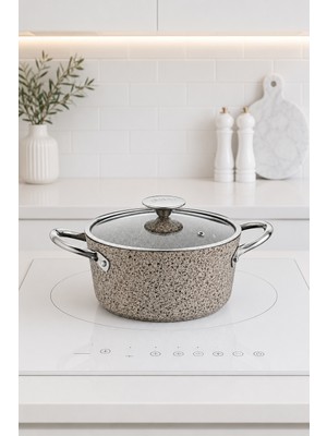 Cocinero 3116 Bej Granit 24 cm Derin Tek Tencere