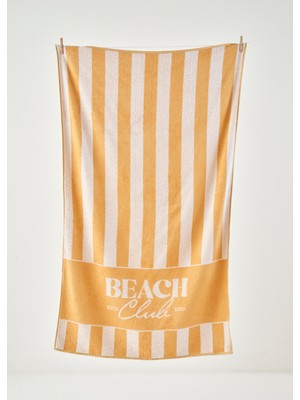 Bella Maison %100 Pamuk Beach Clup Plaj Havlusu Hardal (90X150 Cm)