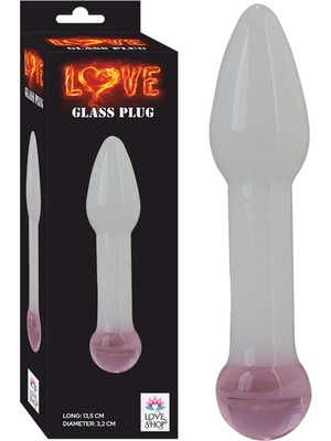 Love Glass Plug – 1. Sınıf Beyaz Camdan Şık, Soğuk ve Baştan Çıkarıcı Anal Plug Beyaz-Pembe