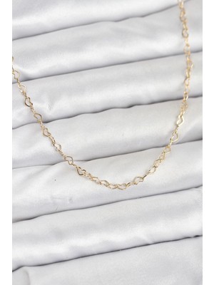 Belirtilmemiş cm 14K Gold Renk Kalp Zincirli Kadın Kolye