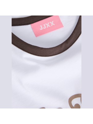 Jack & Jones Kadin Baskili Bisiklet Yaka Tisört - Ringer