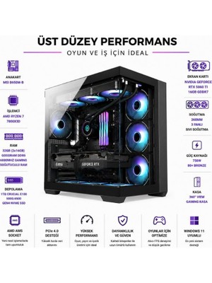 Apphirex Prestige X58 Ryzen 7 7800X3D / Msı B650M-B / RTX5060Tİ 16GB / 32GB Ddr5 6000MHZ / 1tb M.2 SSD / 360MM Sıvı Soğutma Masaüstü Oyuncu Bilgisayarı