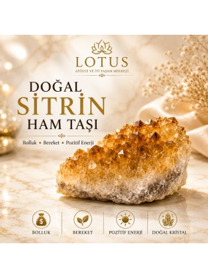 Lotus Atölye ve İyi Yaşam Merkezi Premium Brezilya Doğal Sitrin Ham Taşı – Doğal Kristal Dekor Taşı