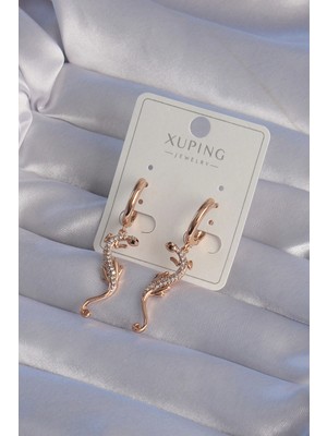 Belirtilmemiş Xupi̇ng Rose Renk Zirkon Taşlı Kertenkele Model Halka Küpe