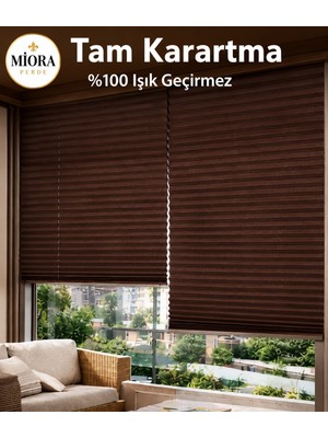 Miora Perde Blackout Kahverengi Karartma Plise Katlanır Cam Balkon Perdesi - Ofis Perdesi - Mutfak Perdesi - Salon Perdesi