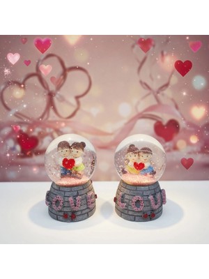 Livenda Işıklı Mini Kar Küresi - Love Tasarımlı - Pilli - Romantik Hediyelik - Dekoratif Obje