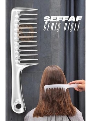Kentex Mey Ithalat® Geniş Dişli Kristal Şeffaf Masaj Etkili Saç Açma Tarağı 721395