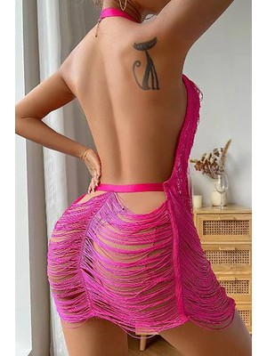 BMD Ladder Örgü Beach Elbise - Pembe