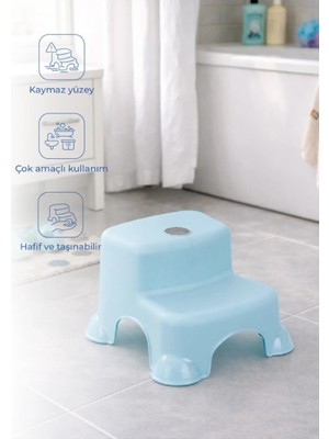 Enco Store Çok Amaçlı Katlı Basamak 516 (Yeni) Soft Mavi