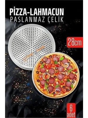 Belirtilmemiş 6 Lı  Paslanmaz Çelik Pizza-Lahmacun Tepsisi – Delikli Tasarım Ile Mükemmel Pişirme  28 cm 722230