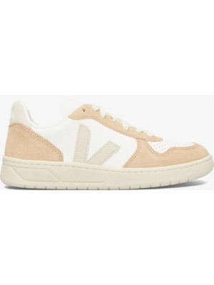 Veja V-10 Chromefree Leather Kadın Beyaz/sarı Sneaker