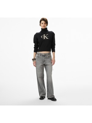 Calvin Klein Low Rise Baggy Grey Dove Kadın Gri Jean