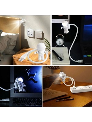 Belirtilmemiş USB Astronot Gece Lambası, Masa Lambası, Kitap Okuma Lambası Işığı (5047)