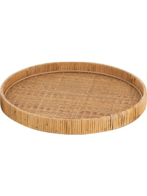 Laromita Decoration Yuvarlak Rattan Tepsi / L
