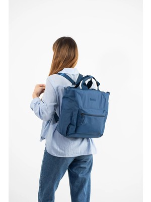 571 Collections Çanta Ultra Hafif Çok Cepli, Çok Bölmeli Sırt ve El Çantası Mavi (Model:571-9S)