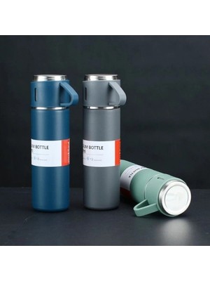 Kentex Mey Ithalat® Paslanmaz Çelik Bardaklı Termos Seti 500 ml