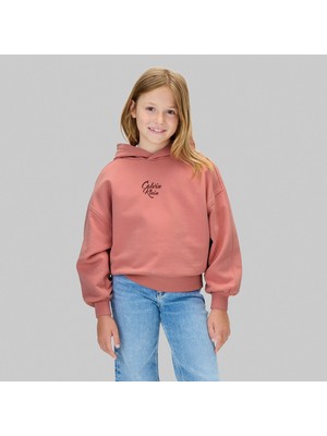 Calvin Klein Script Logo Graphic Terry Çocuk Pembe Sweatshirt