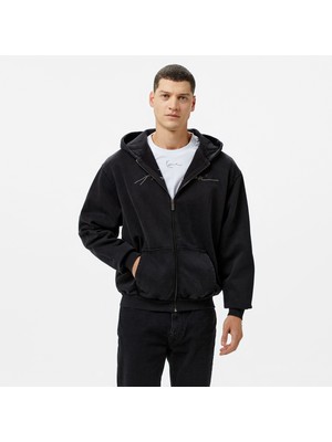 Karl Kani Autograph Heavy Os Zip Erkek Siyah Sweatshirt