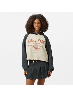 Karl Kani Woven Signature Street Academy Crop Kadın Siyah Sweatshirt