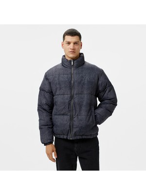 Karl Kani Retro Crackle Print Puffer Erkek Gri Ceket