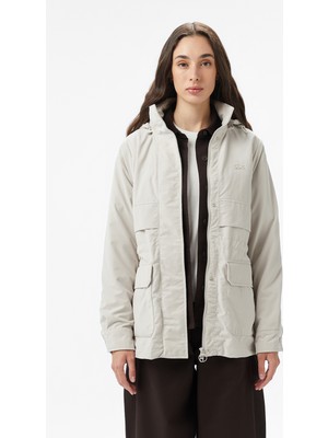 Lacoste Kadın Kapüşonlu Beyaz Mont
