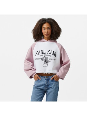 Karl Kani Woven Signature Street Academy Crop Kadın Beyaz Sweatshirt