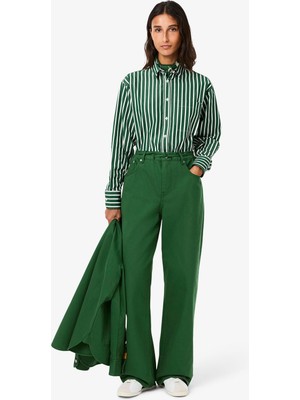 Lacoste Kadın Wide Leg Yeşil Jean Pantolon