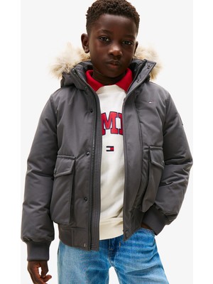 Tommy Hilfiger Fake Çocuk Bomber Gri Mont