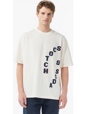 Scotch & Soda Scotch&soda Loose Fit Applique Erkek Bej T-Shirt