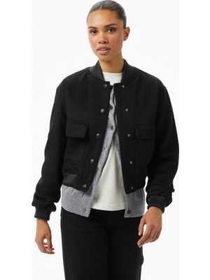 Guess Lorenza Yün Karışımlı Bomber Kadın Siyah Ceket