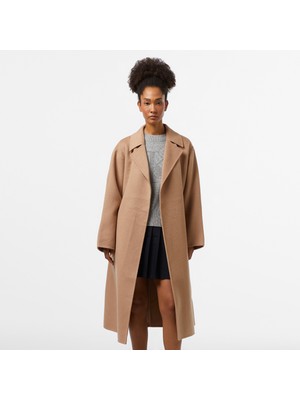 Calvin Klein Wool Long Wrap Kadın Kahverengi Kaban